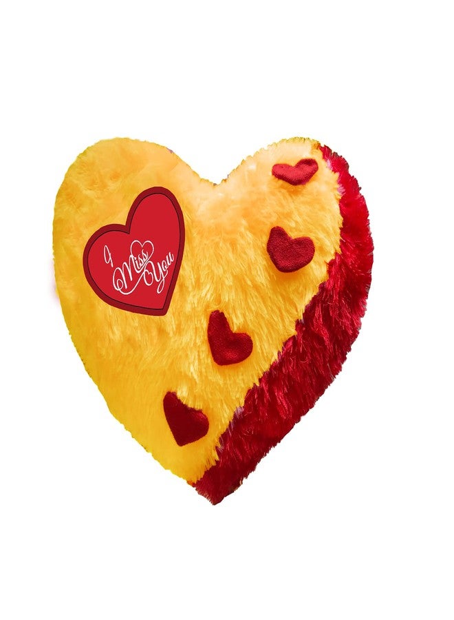 PICKKART I Miss You Soft Heart Pillow Gift for Friend/ Girlfriend/ Boyfriend/ Long Distance Relationship - Size (37 cm X 37 cm ) (Gold)